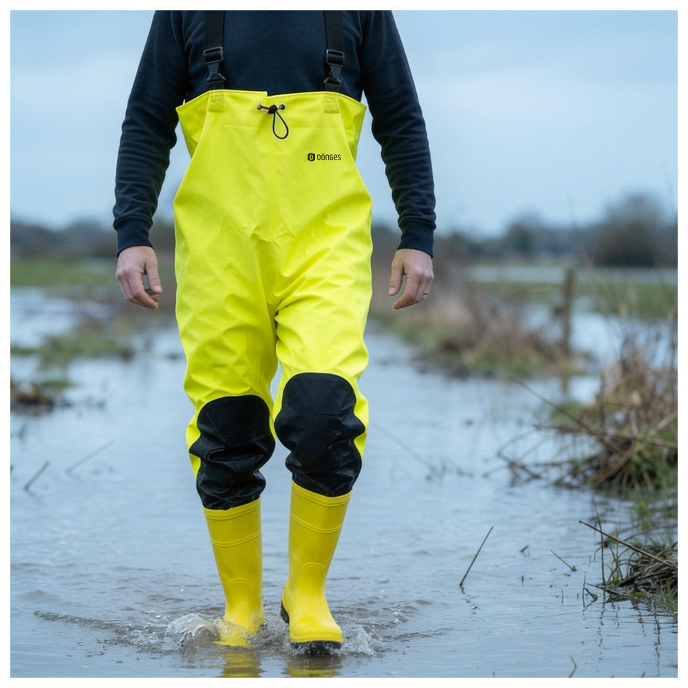 Dönges Wathose Hi-Vis mit S5-Sicherheitsstiefeln – Ansicht 1