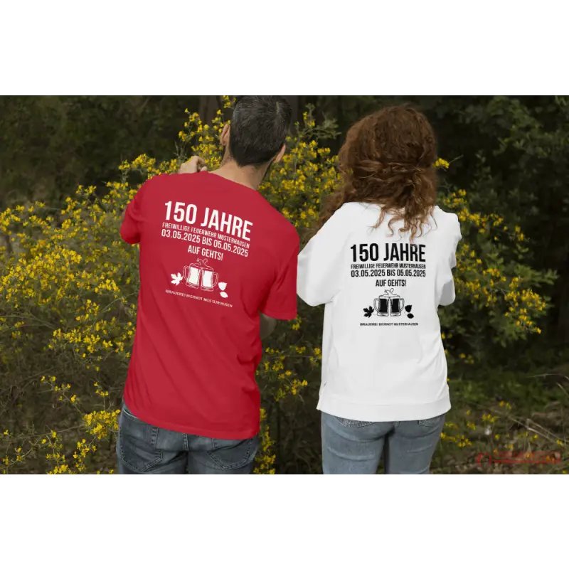 Euer Fest-Shirt in Navy. Bedruckt auf Vorder- und Rückseite in verschiedenen Farben ab 50 Stück - Eigenes Motiv
