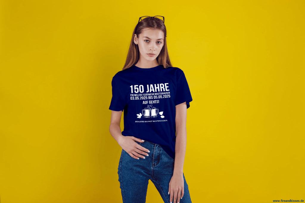 Euer fest-shirt in navy. Bedruckt auf vorder- und rückseite verschiedenen farben ab 50 stück - eigenes motiv