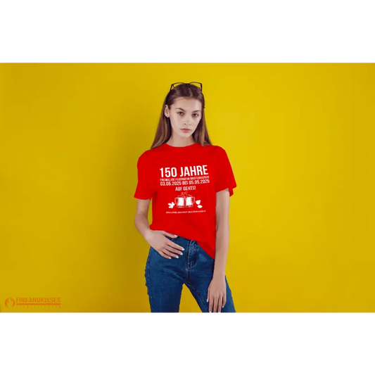 Euer Fest-Shirt in Rot. Bedruckt auf Vorder- und Rückseite in verschiedenen Farben ab 50 Stück - Eigenes Motiv