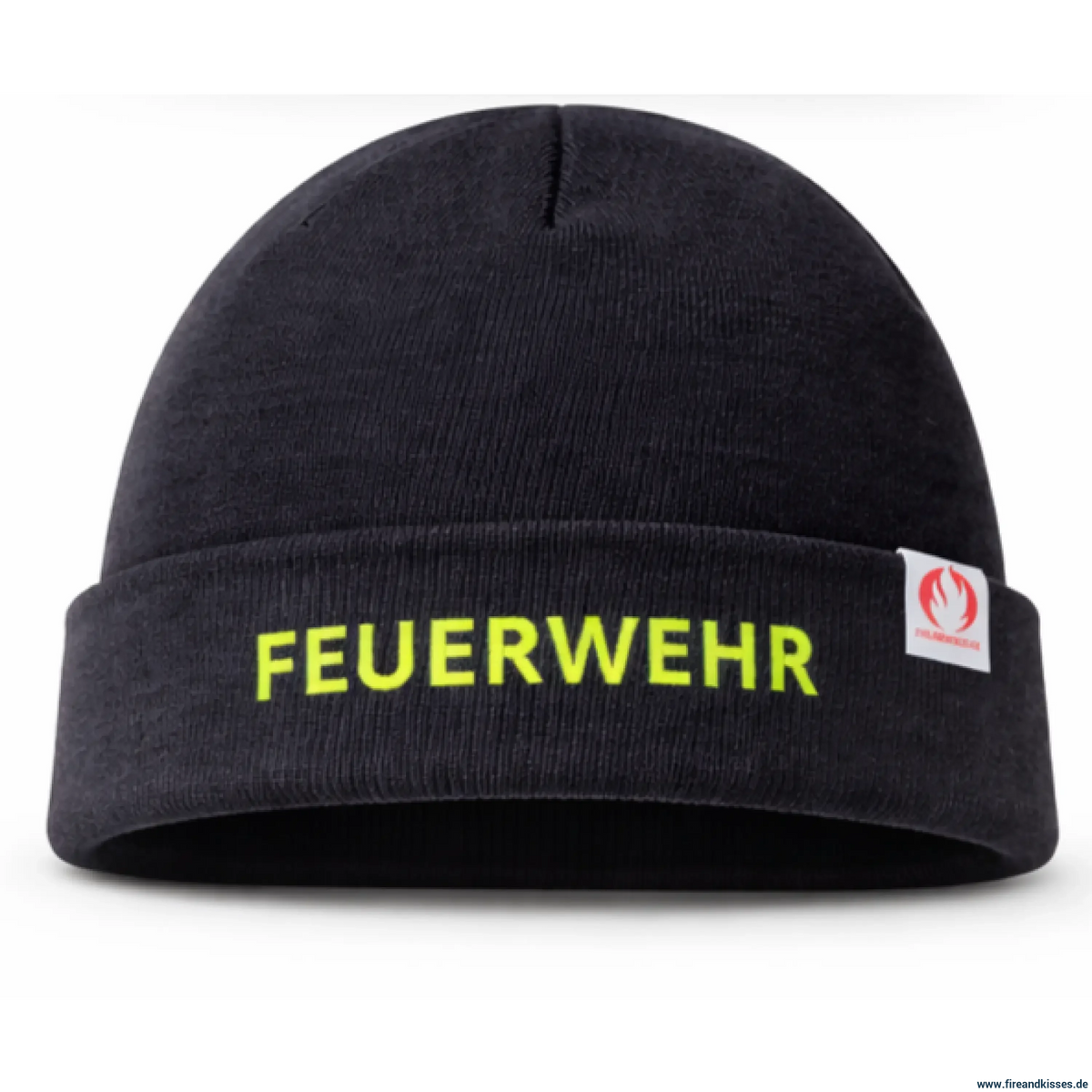 Unisex knitted cap thinsulate™ navy – feuerwehr edition by fireandkisses - bekleidung wintermütze mit gesticktem