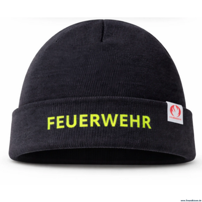 Unisex knitted cap thinsulate™ navy – feuerwehr edition by fireandkisses - bekleidung wintermütze mit gesticktem