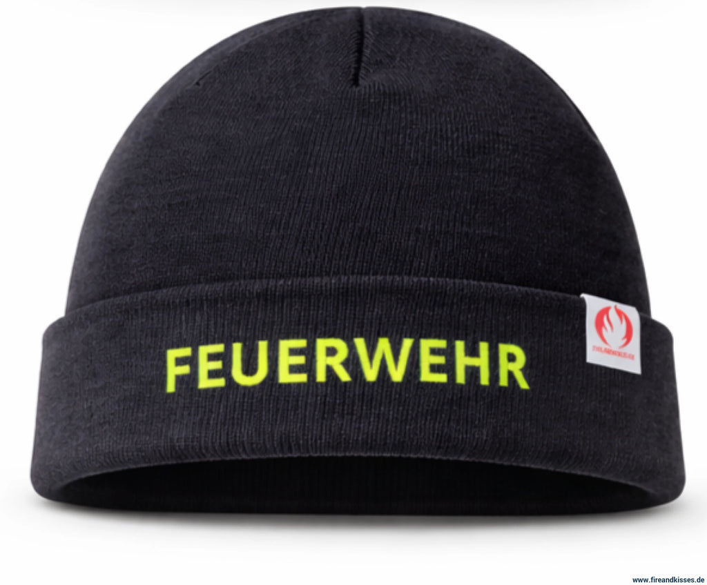 Unisex knitted cap thinsulate™ navy – feuerwehr edition by fireandkisses - bekleidung wintermütze mit gesticktem