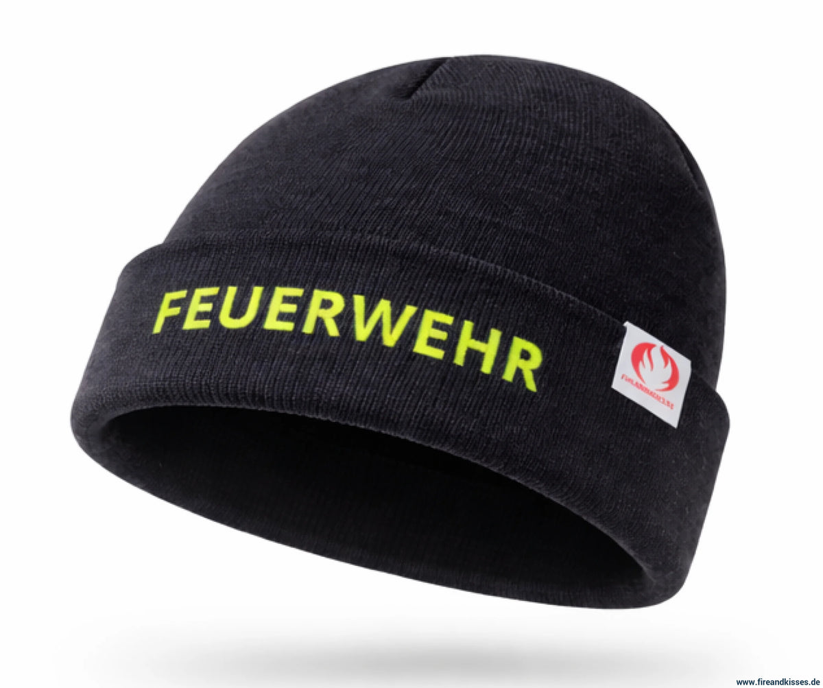 Unisex knitted cap thinsulate™ navy – feuerwehr edition by fireandkisses - bekleidung wintermütze mit gesticktem