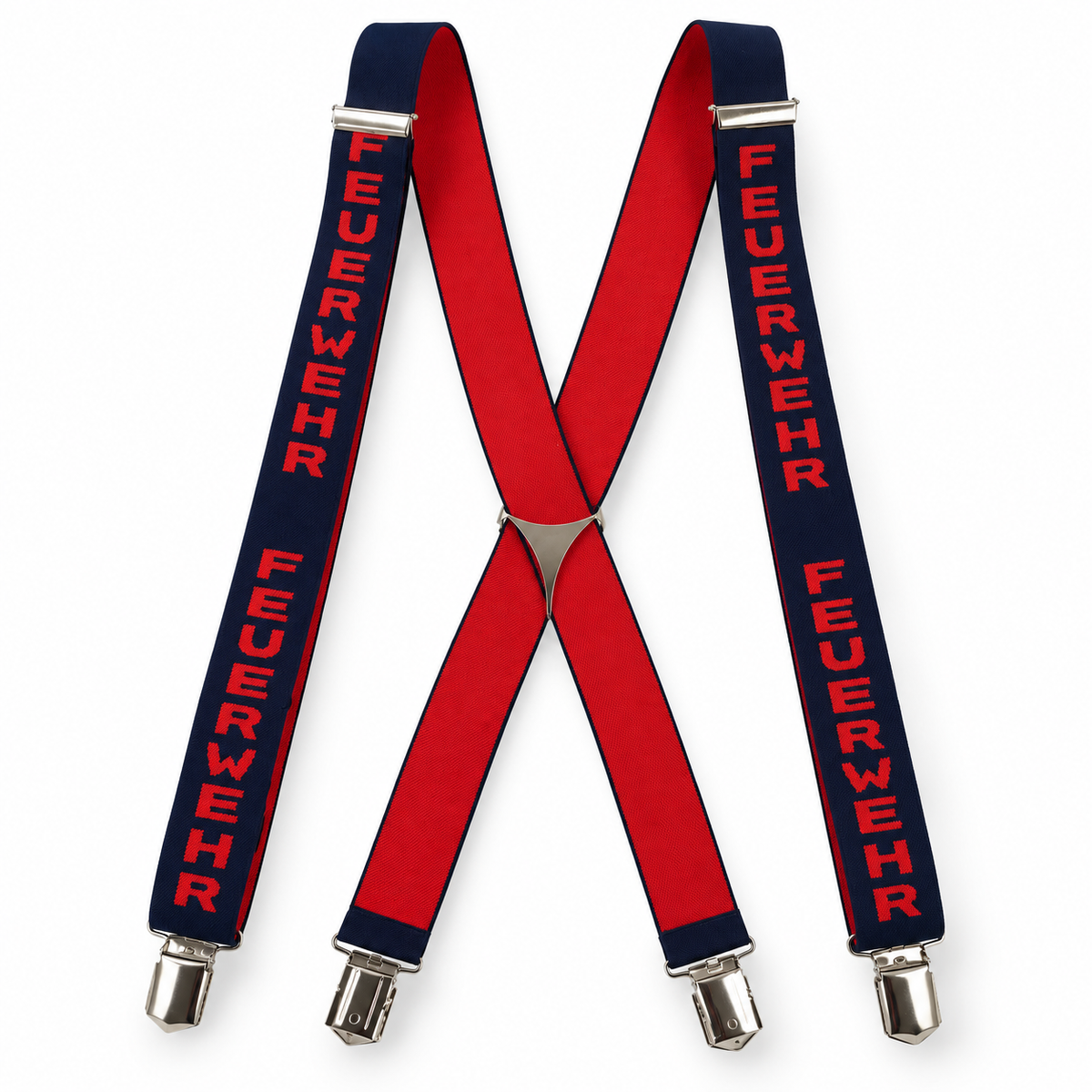 Feuerwehr-Hosenträger Marineblau Rot – Gesamtansicht