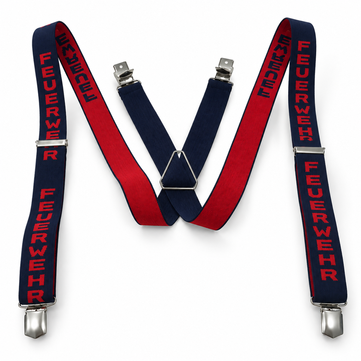 Feuerwehr-Hosenträger Marineblau Rot – Rückansicht