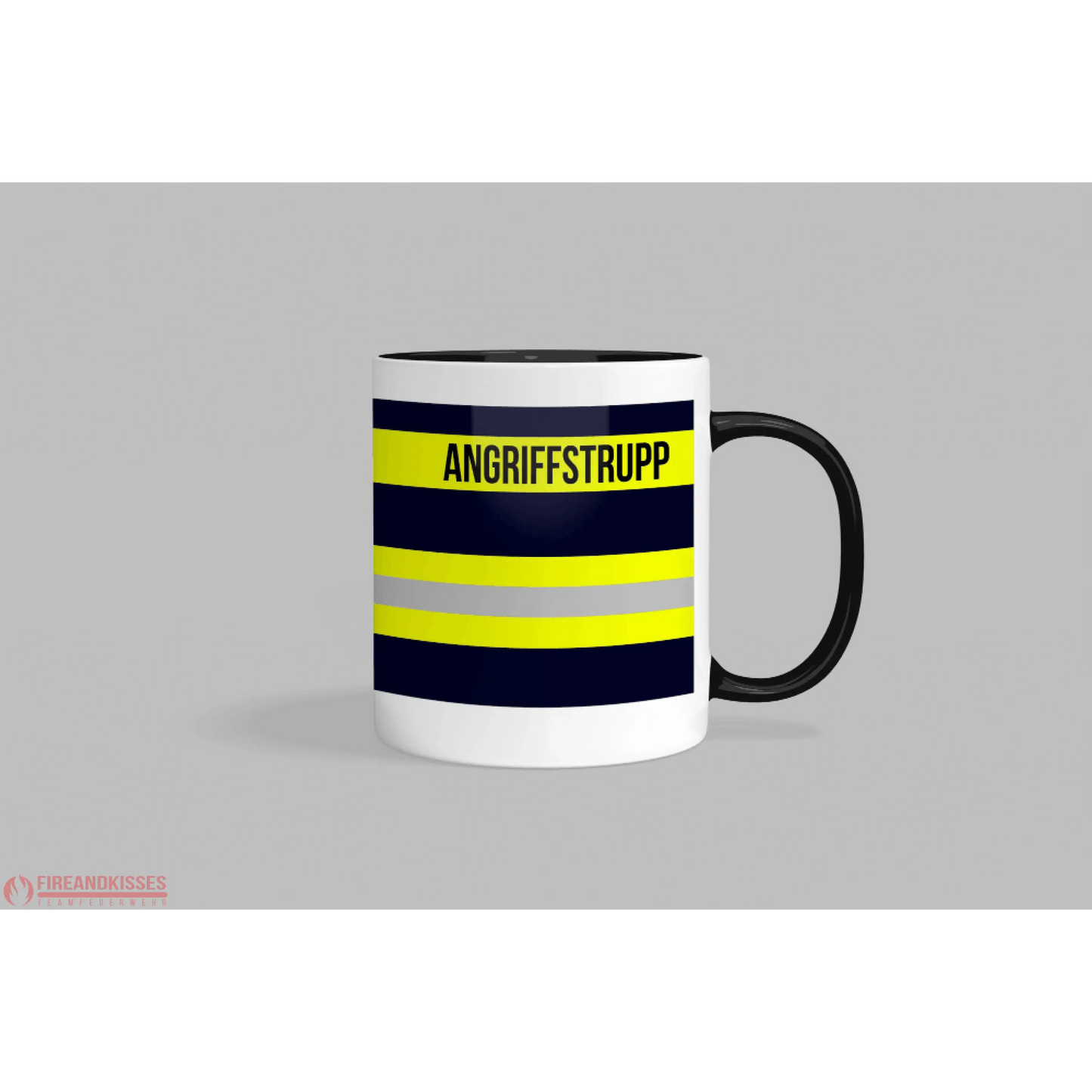 Fireandkisses feuerwehr-tasse „angriffstrupp“ - schwarzer henkel & rand - tasse feuerwehr-tasse „angriffstrupp“