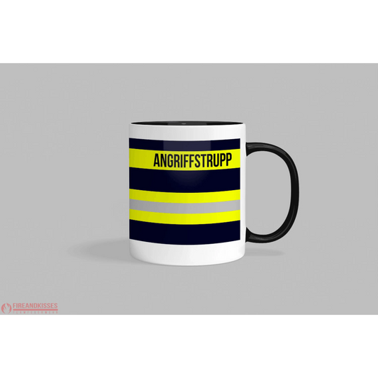 Fireandkisses feuerwehr-tasse „angriffstrupp“ - schwarzer henkel & rand - tasse feuerwehr-tasse „angriffstrupp“