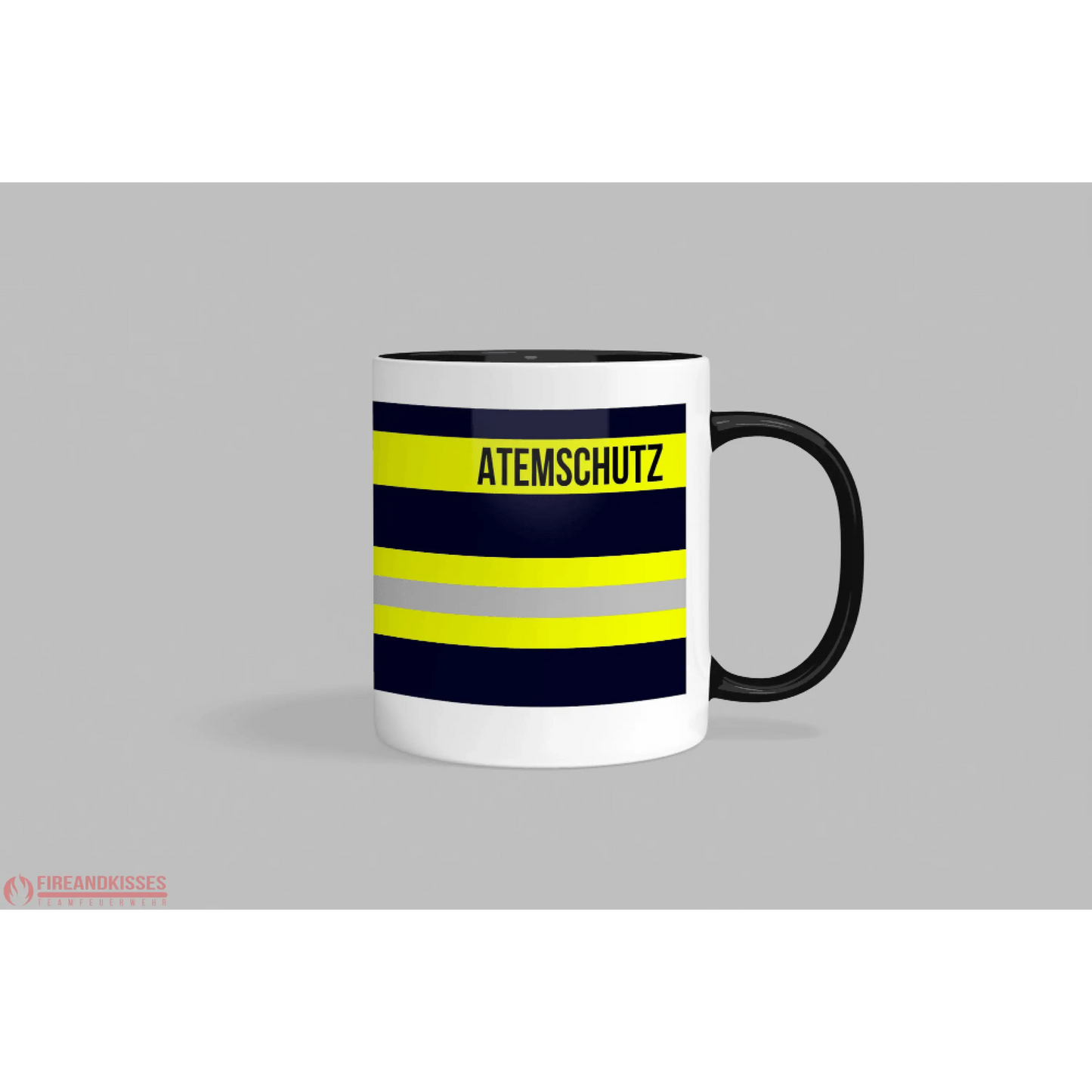 Fireandkisses feuerwehr-tasse „atemschutz“ - schwarzer henkel & rand - tasse feuerwehr-tasse „atemschutz“