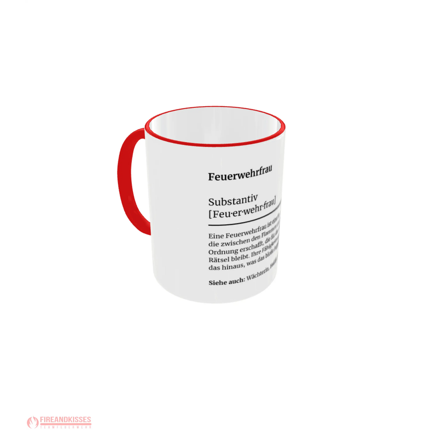 Fireandkisses feuerwehr-tasse „definition feuerwehrfrau“ - roter rand & henkel - tasse feuerwehr-tasse „definition