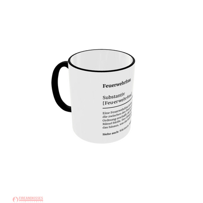 Fireandkisses feuerwehr-tasse „definition feuerwehrfrau“ - schwarzer rand & henkel - tasse feuerwehr-tasse „definition