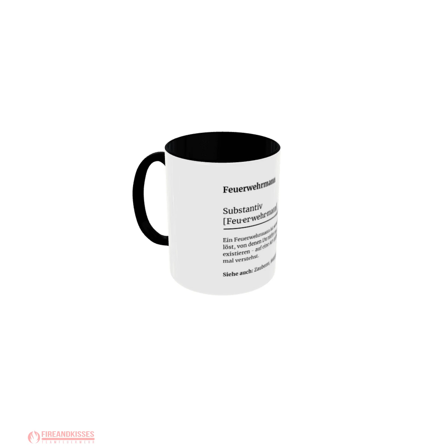Fireandkisses feuerwehr-tasse „definition feuerwehrmann“ - schwarzer henkel & rand - tasse feuerwehr-tasse „definition