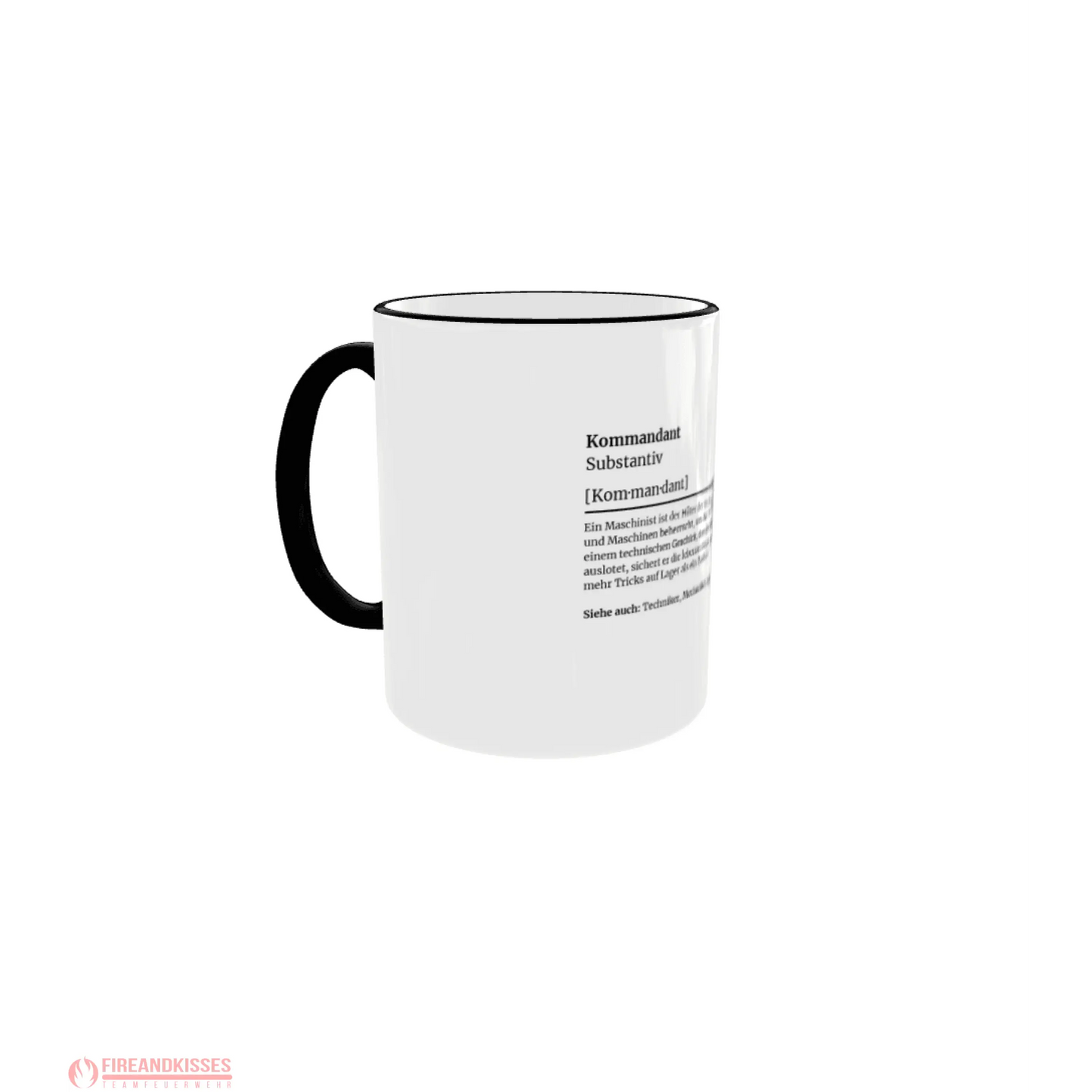 Fireandkisses feuerwehr-tasse „definition kommandant“ - schwarzer rand & henkel - tasse feuerwehr-tasse „definition