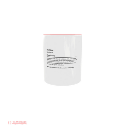 Fireandkisses feuerwehr-tasse „definition maschinist“ - roter henkel & rand - tasse feuerwehr-tasse „definition