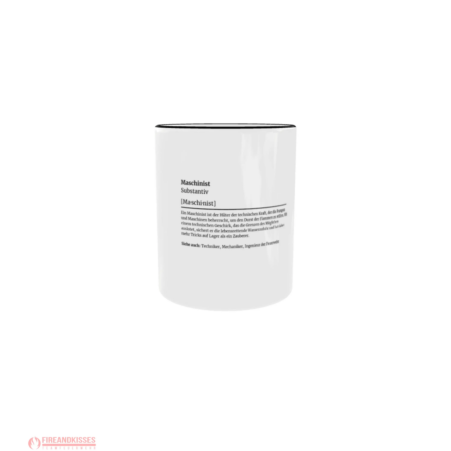 Fireandkisses feuerwehr-tasse „definition maschinist“ - schwarzer henkel & rand - tasse feuerwehr-tasse „definition