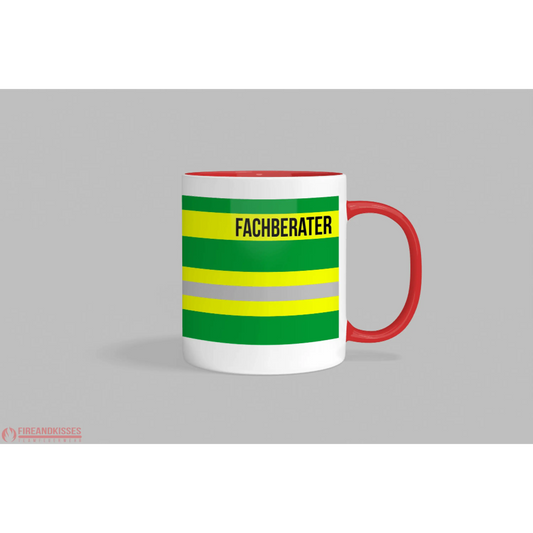 Fireandkisses feuerwehr-tasse „fachberater“ - roter rand & henkel - tasse feuerwehr-tasse „fachberater“