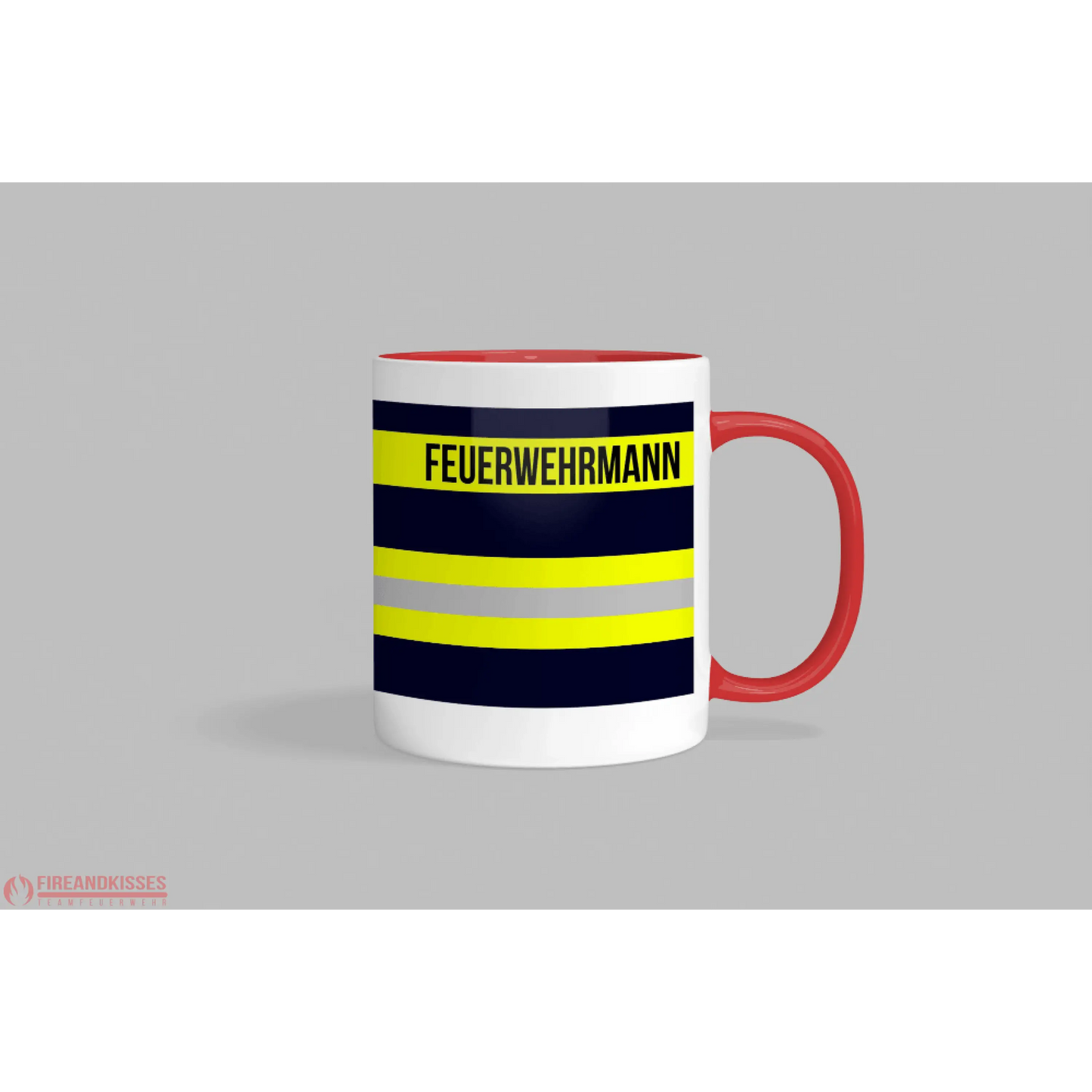 Fireandkisses feuerwehr-tasse „feuerwehrmann“ - roter rand & henkel - tasse feuerwehr-tasse „feuerwehrmann“