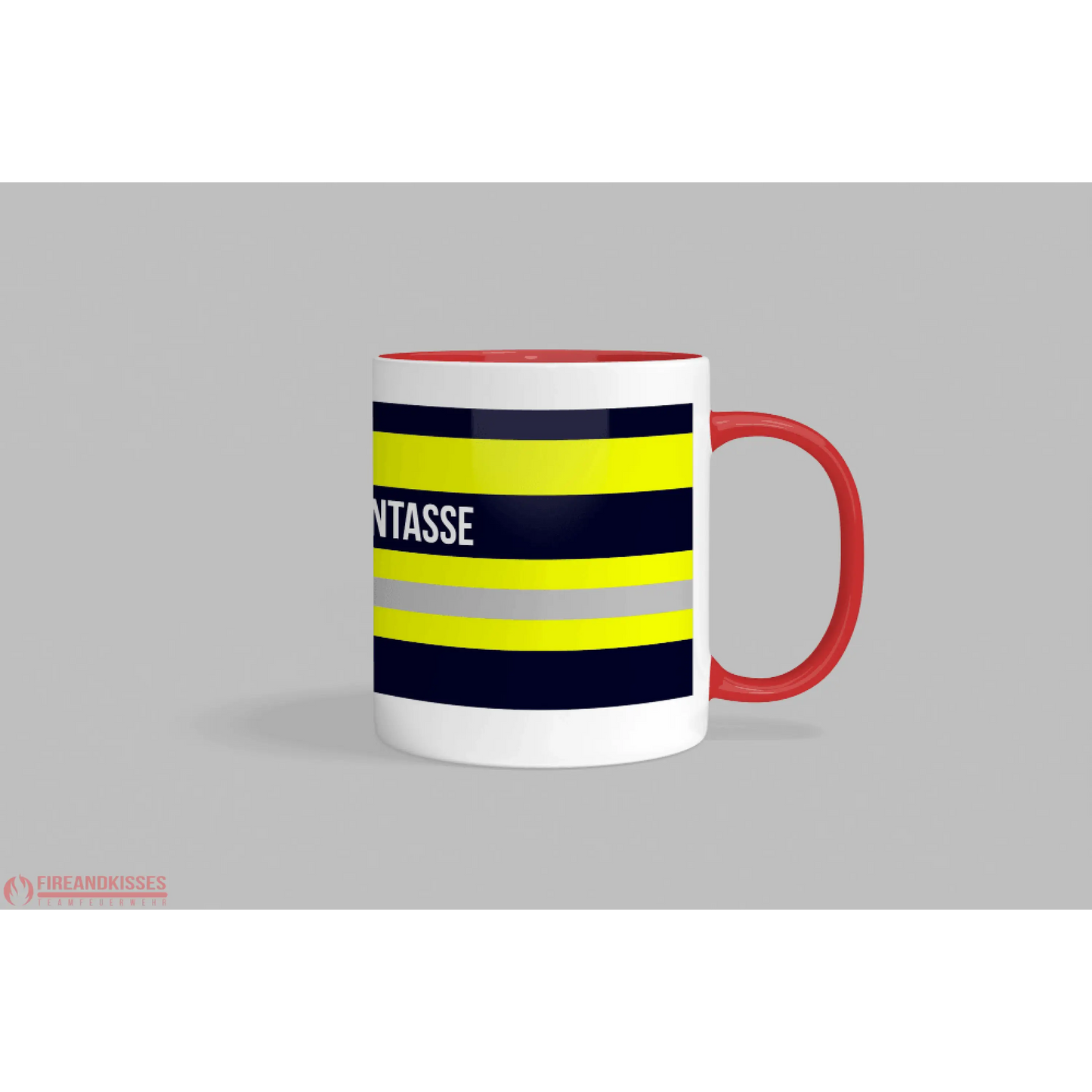 Fireandkisses feuerwehr-tasse „heldentasse“ - roter rand & henkel - tasse feuerwehr-tasse „heldentasse“
