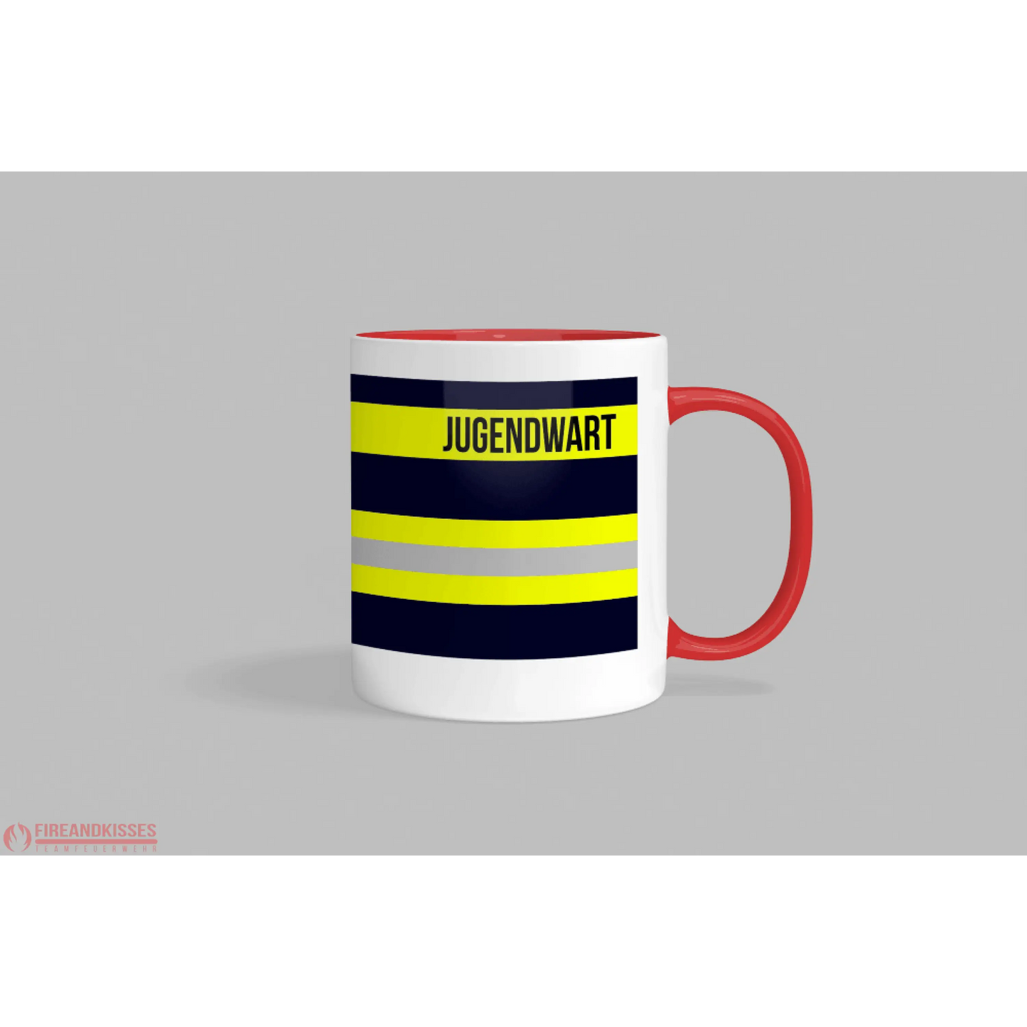 Fireandkisses feuerwehr-tasse „jugendwart“ - roter rand & henkel - tasse feuerwehr-tasse „jugendwart“