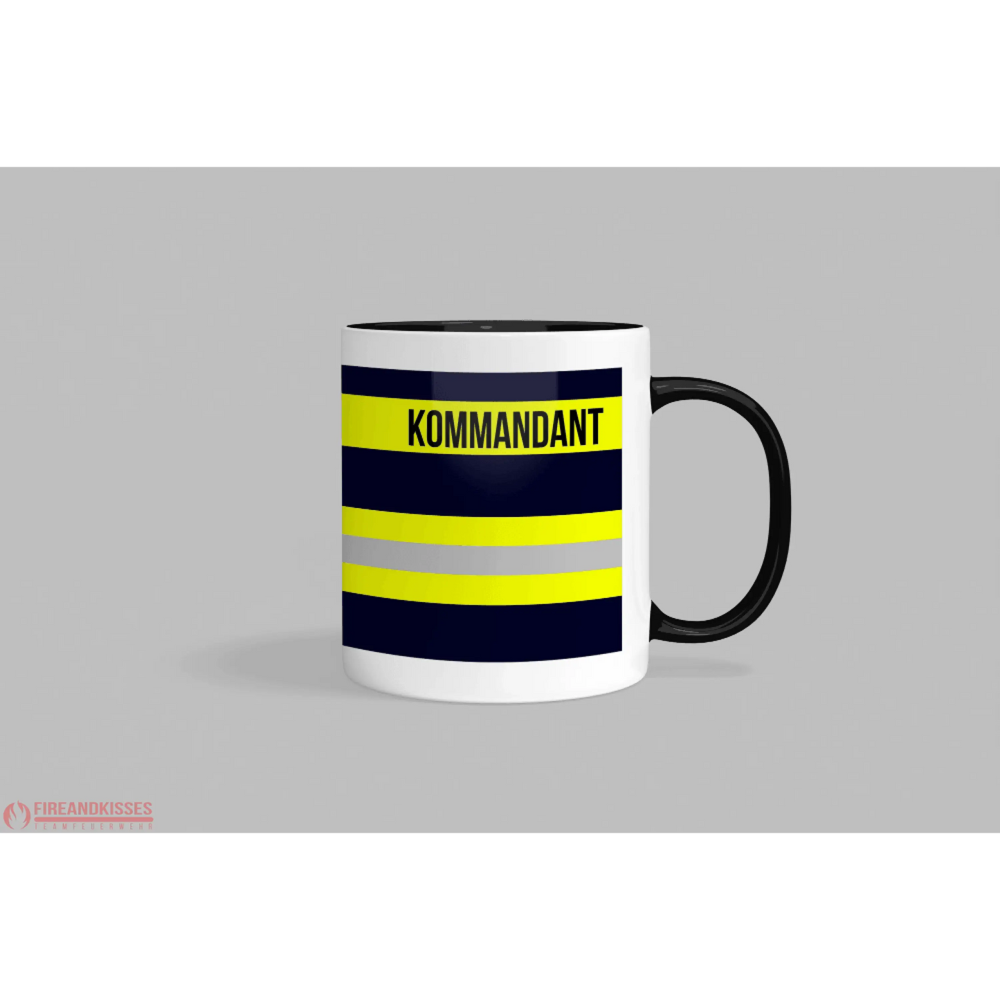 Fireandkisses feuerwehr-tasse „kommandant“ - schwarzer henkel & rand - tasse feuerwehr-tasse „kommandant“