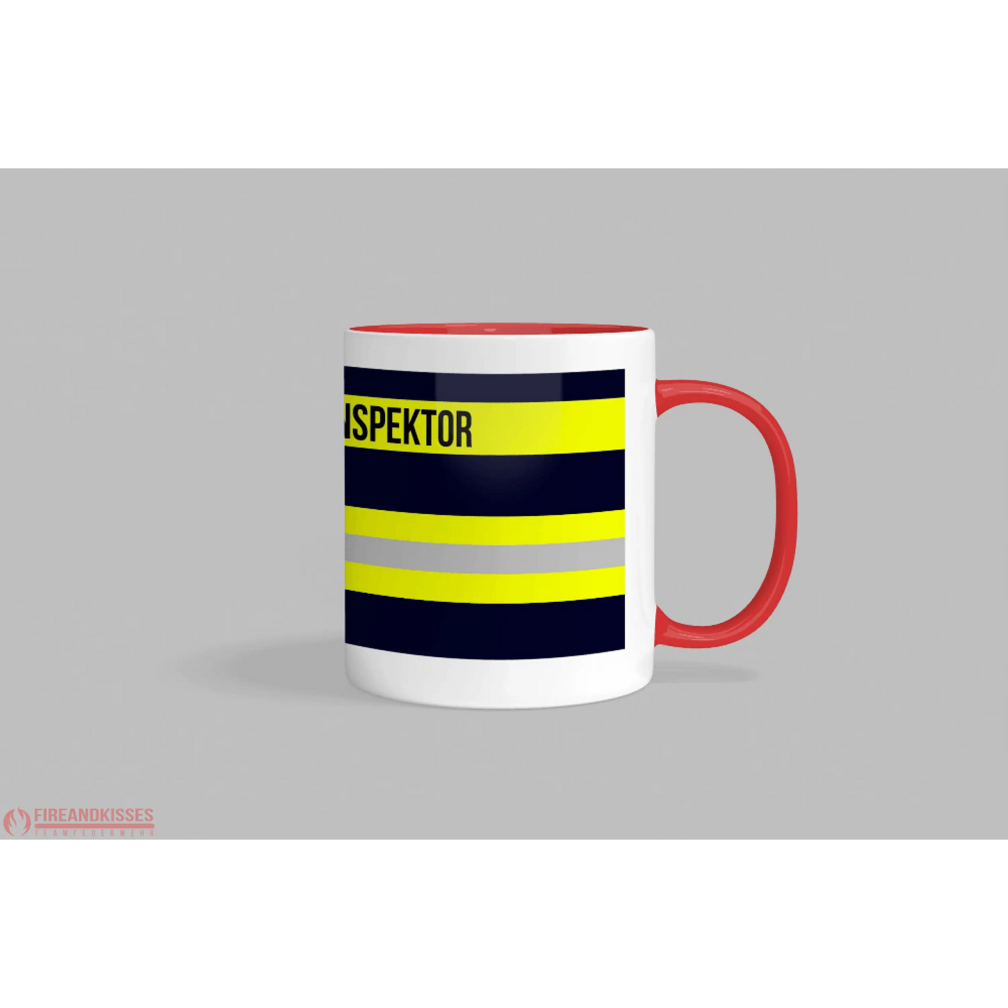 Fireandkisses feuerwehr-tasse „kreisbrandinspektor“ - roter rand & henkel - tasse feuerwehr-tasse „kreisbrandinspektor“