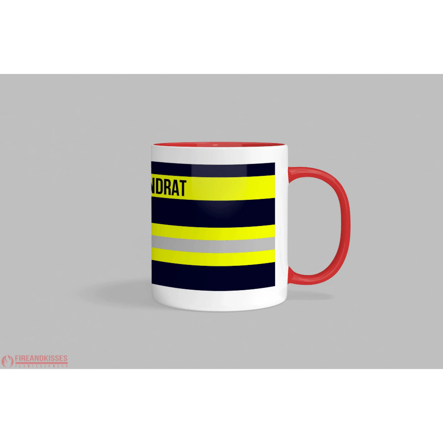 Fireandkisses feuerwehr-tasse „kreisbrandrat“ - roter henkel & rand - tasse feuerwehr-tasse „kreisbrandrat“