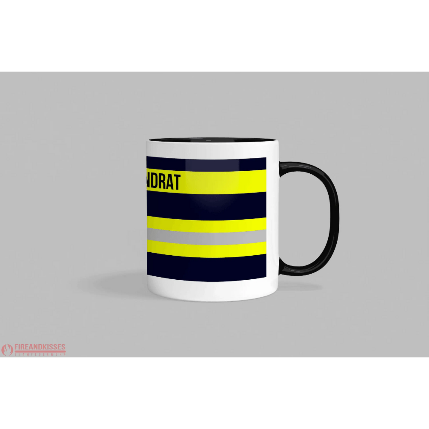 Fireandkisses feuerwehr-tasse „kreisbrandrat“ - schwarzer henkel & rand - tasse feuerwehr-tasse „kreisbrandrat“