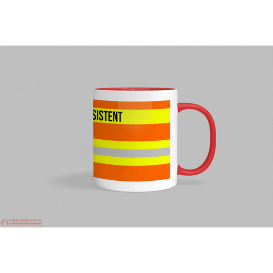 Fireandkisses feuerwehr-tasse „rettungsassistent“ - roter henkel & rand - tasse feuerwehr-tasse „rettungsassistent“