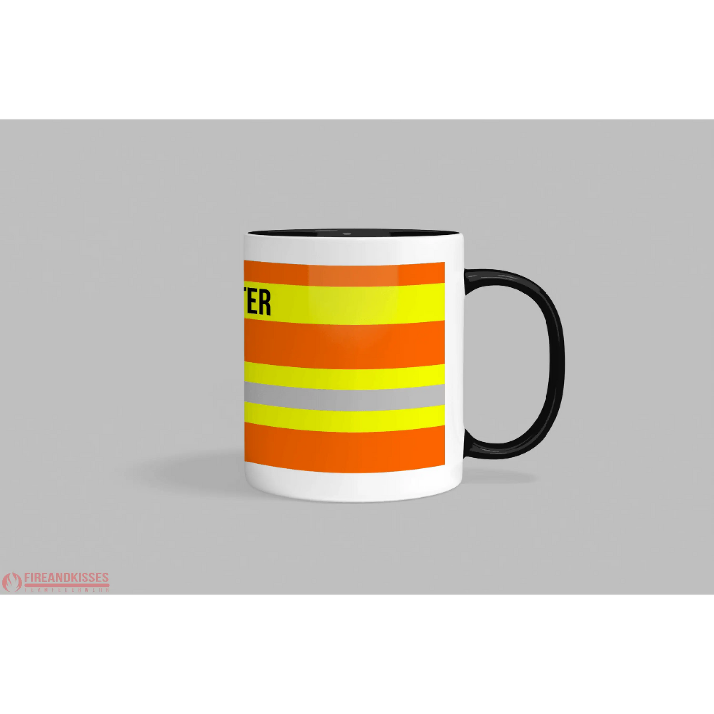 Fireandkisses feuerwehr-tasse „sanitäter“ - schwarzer henkel & rand - tasse feuerwehr-tasse „sanitäter“