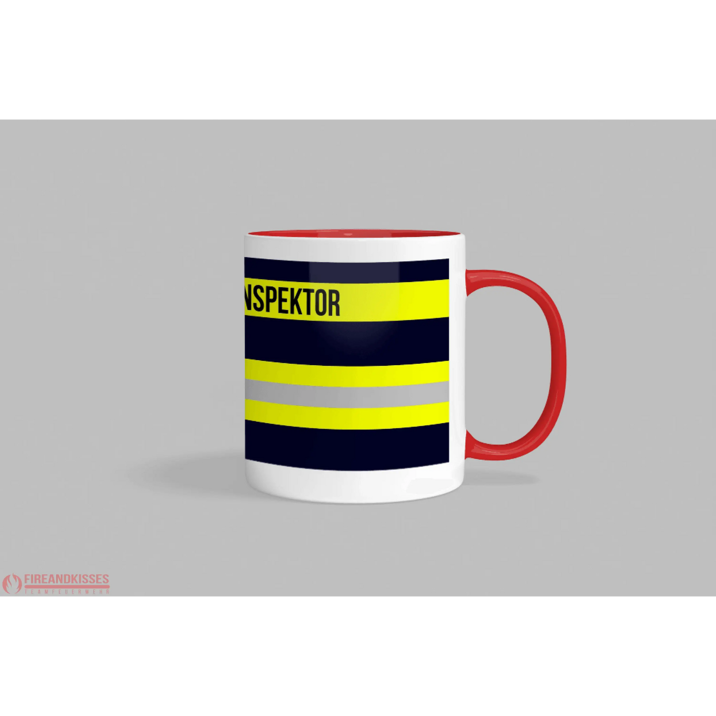 Fireandkisses feuerwehr-tasse „stadtbrandinspektor“ - roter henkel & rand - tasse feuerwehr-tasse „stadtbrandinspektor“