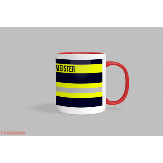 Fireandkisses feuerwehr-tasse „stadtbrandmeister“ - roter henkel & rand - tasse feuerwehr-tasse „stadtbrandmeister“