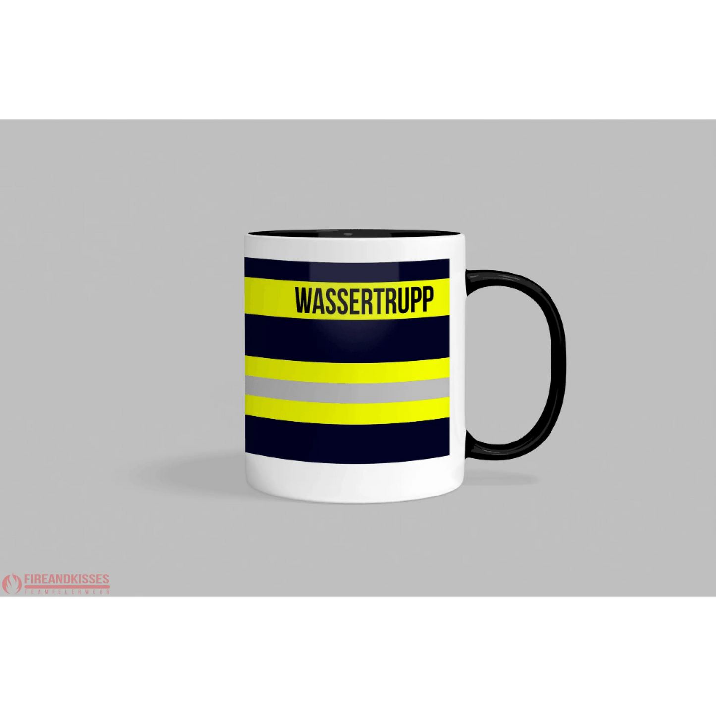 Fireandkisses feuerwehr-tasse „wassertrupp“ - schwarzer henkel & rand - tasse feuerwehr-tasse „wassertrupp“
