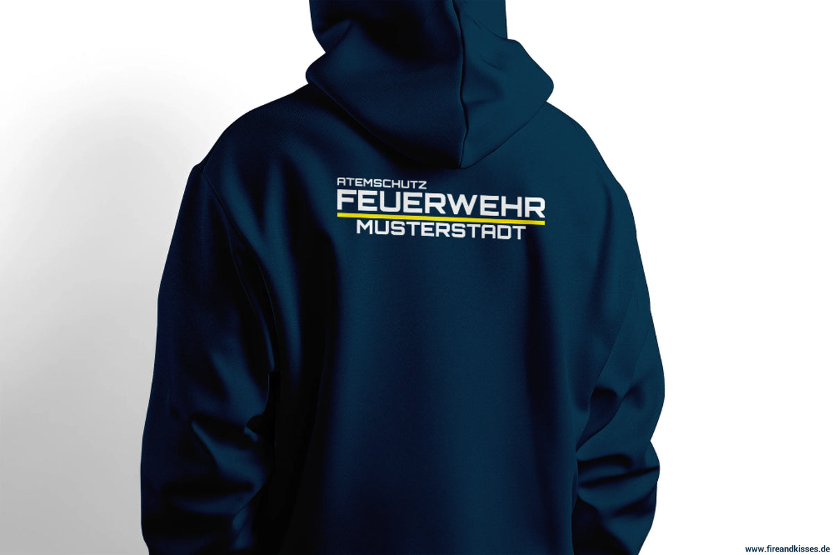 Feuerwehr zip-hoodie – deine agt-wechselkleidung mit wunsch-ortsname - zip-hoodie deine agt-wechselkleidung