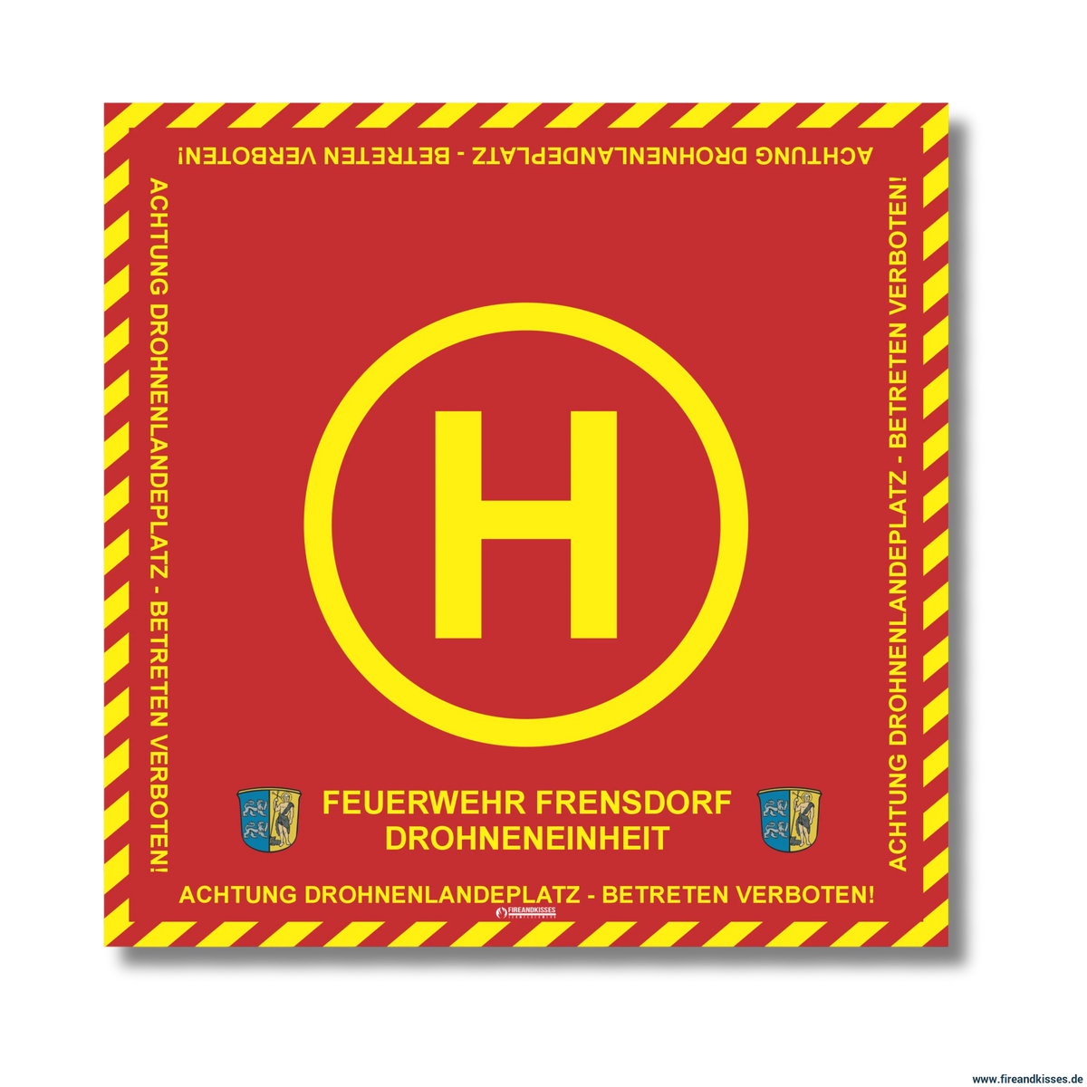 Fireandkisses bos feuerwehr drohnen landeplatz individual mit wunschtext und wappen - bereitstellungsplane bos