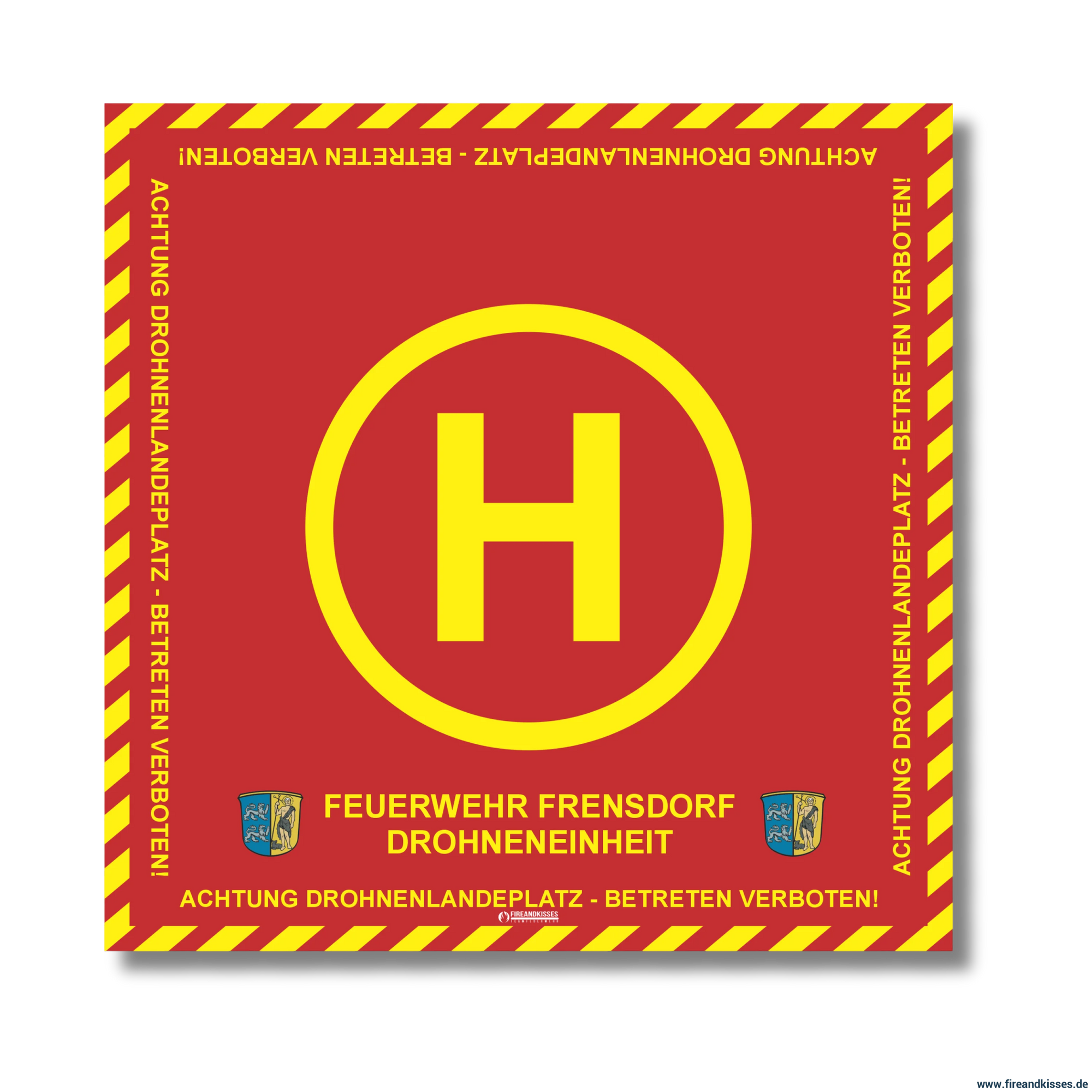 Fireandkisses bos feuerwehr drohnen landeplatz individual mit wunschtext und wappen - bereitstellungsplane bos