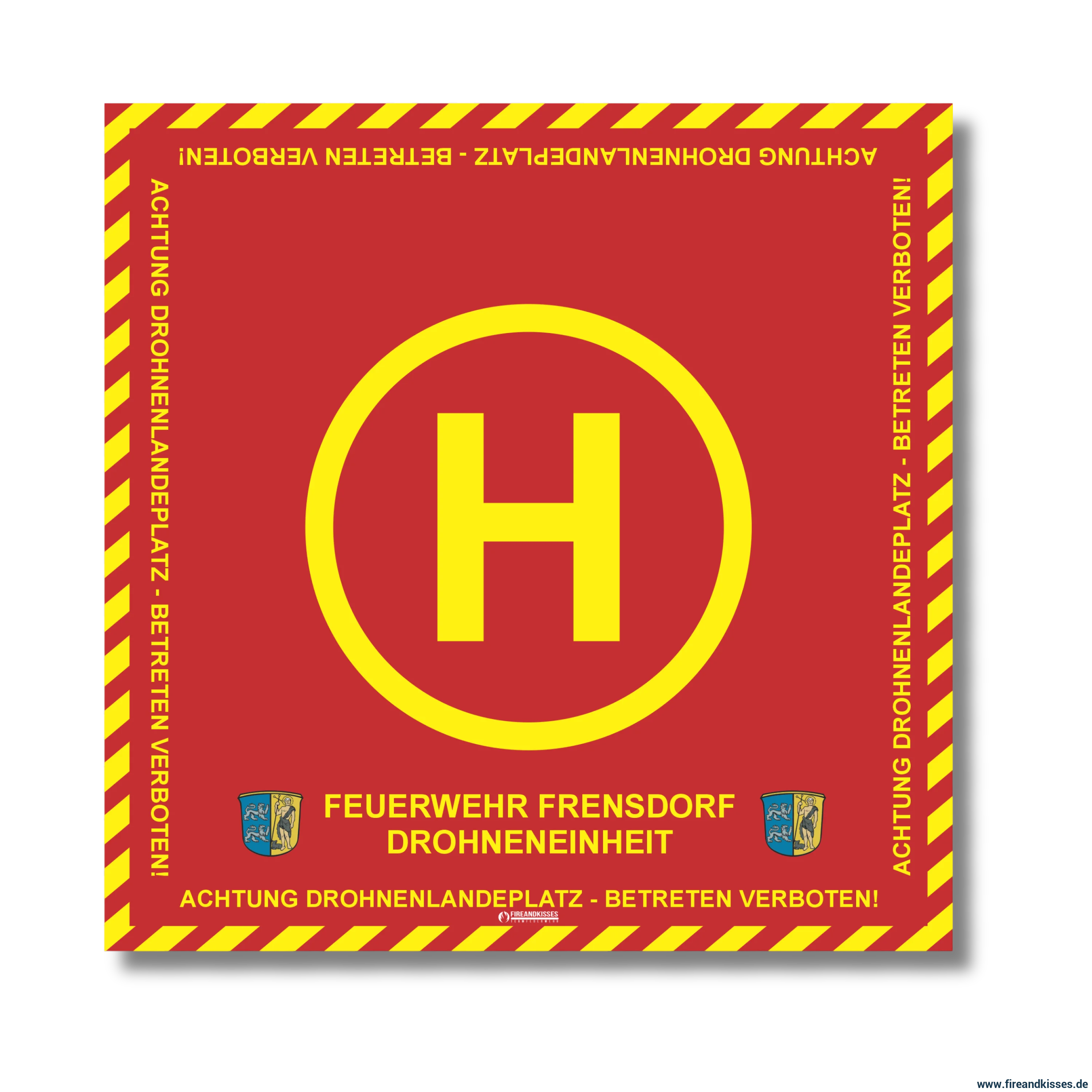 Fireandkisses bos feuerwehr drohnen landeplatz individual mit wunschtext und wappen - bereitstellungsplane bos