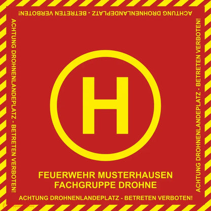 Fireandkisses BOS Feuerwehr Drohnen Landeplatz individual mit Wunschtext - Fireandkisses