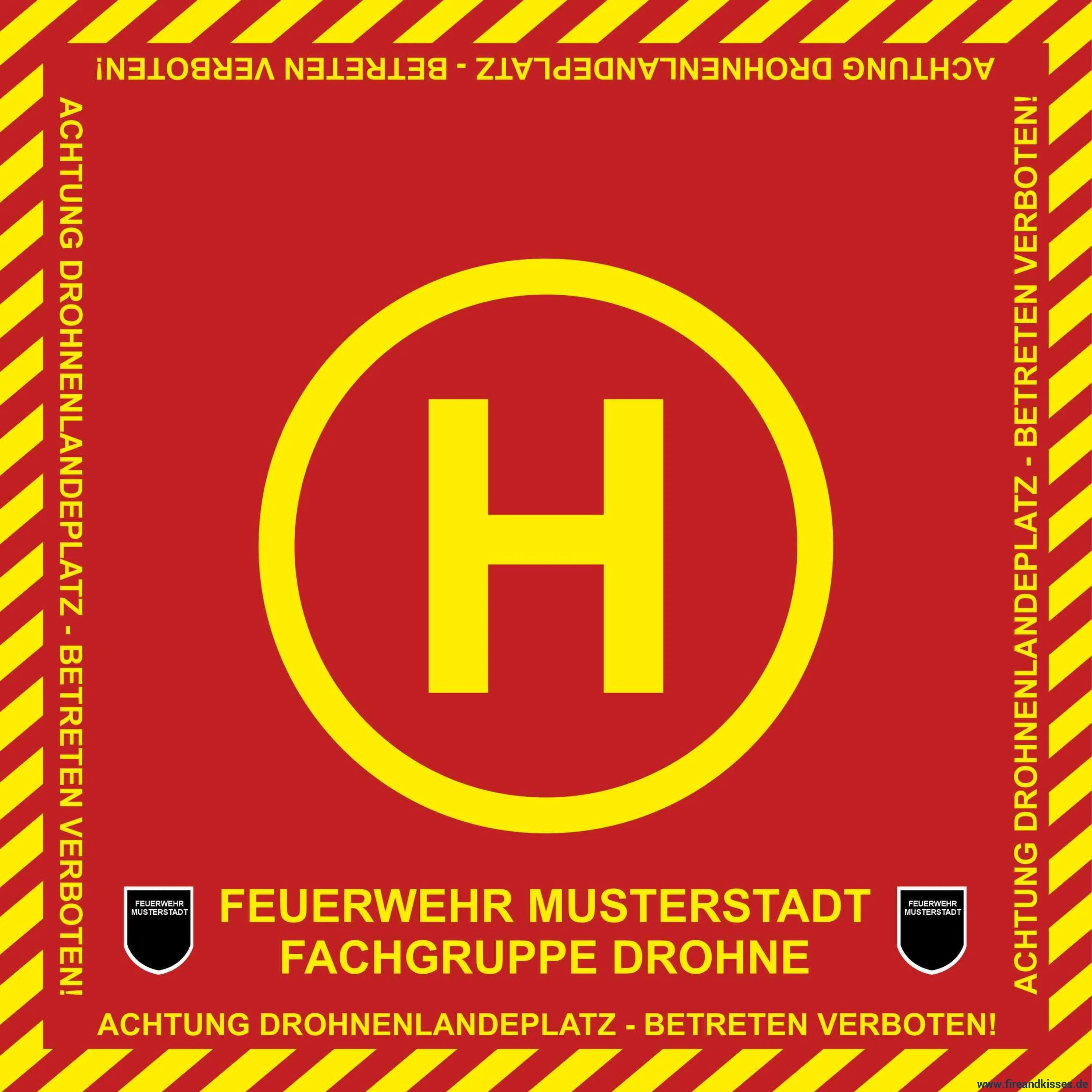 Fireandkisses bos feuerwehr drohnen landeplatz individual mit wunschtext und wappen - bereitstellungsplane bos