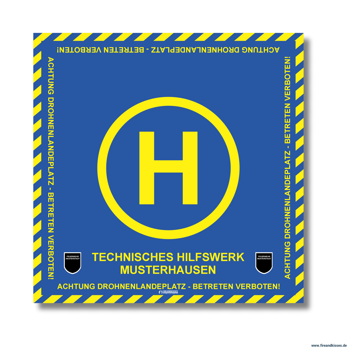 Fireandkisses bos thw drohnen landeplatz individual mit wunschtext und wappen - bereitstellungsplane bos thw drohnen