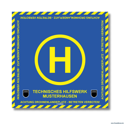 Fireandkisses bos thw drohnen landeplatz individual mit wunschtext und wappen - bereitstellungsplane bos thw drohnen