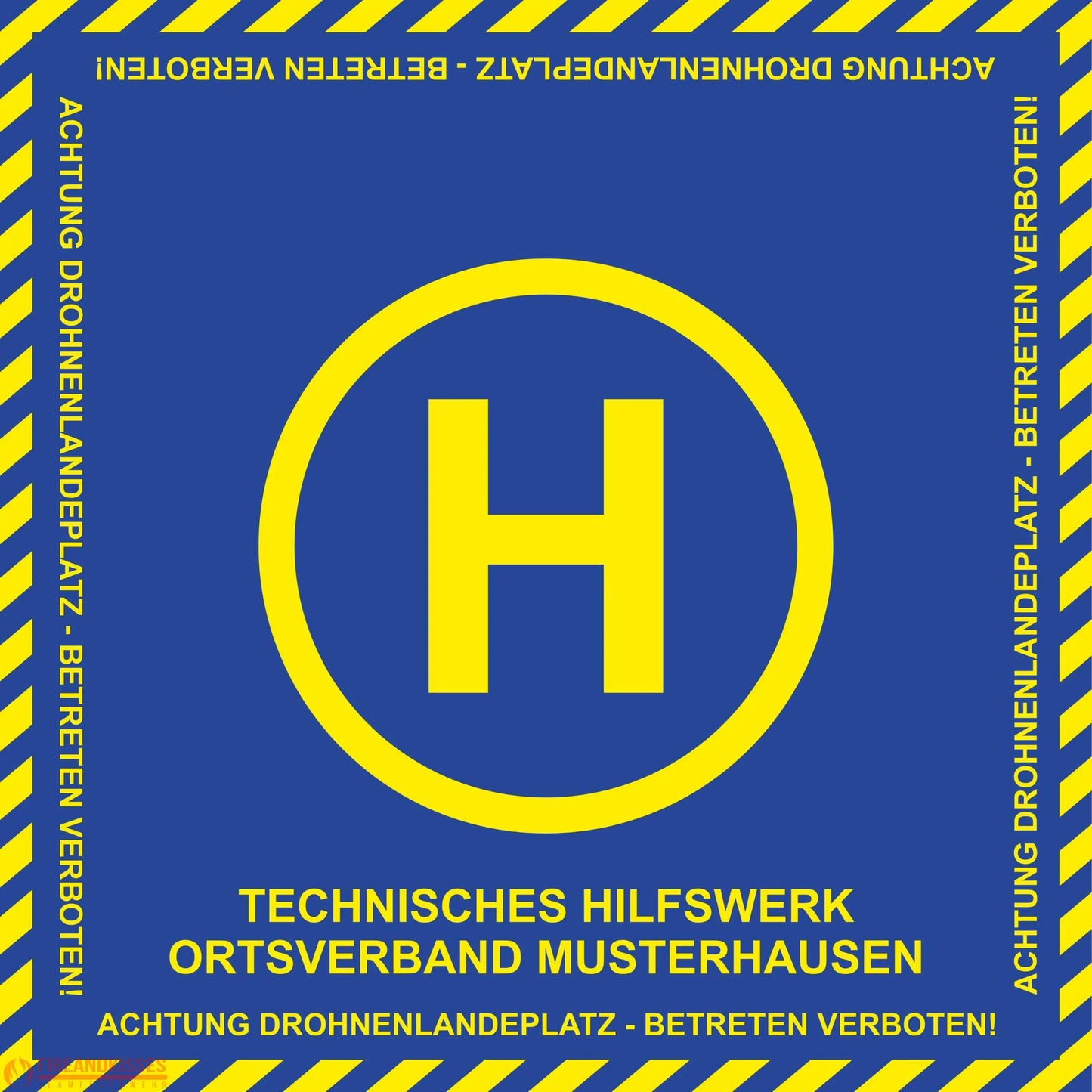 Fireandkisses bos thw drohnen landeplatz individual mit wunschtext - bereitstellungsplane bos thw drohnen landeplatz