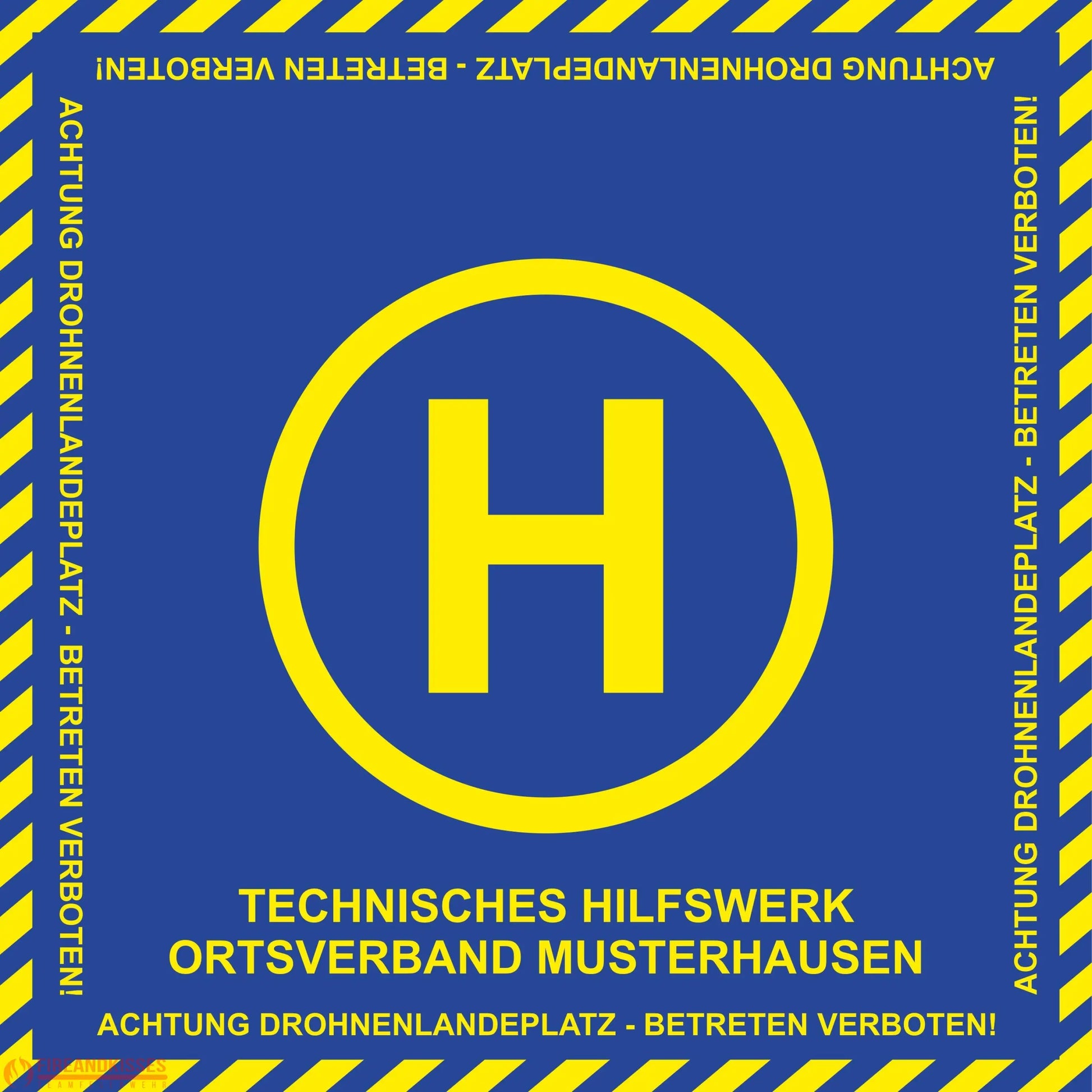 Fireandkisses bos thw drohnen landeplatz individual mit wunschtext - bereitstellungsplane bos thw drohnen landeplatz