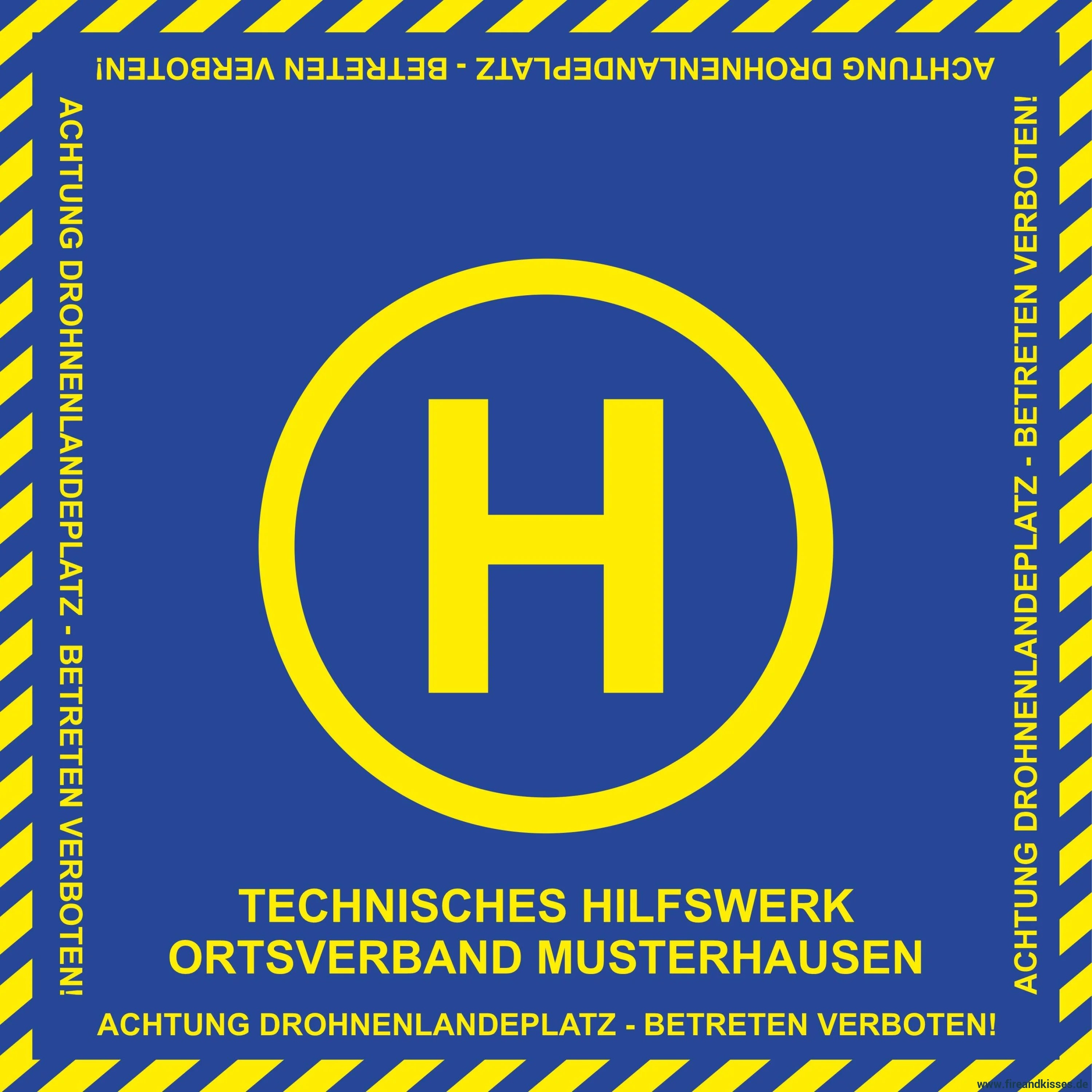 Fireandkisses bos thw drohnen landeplatz individual mit wunschtext - bereitstellungsplane bos thw drohnen landeplatz