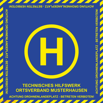 Fireandkisses bos thw drohnen landeplatz individual mit wunschtext - bereitstellungsplane bos thw drohnen landeplatz