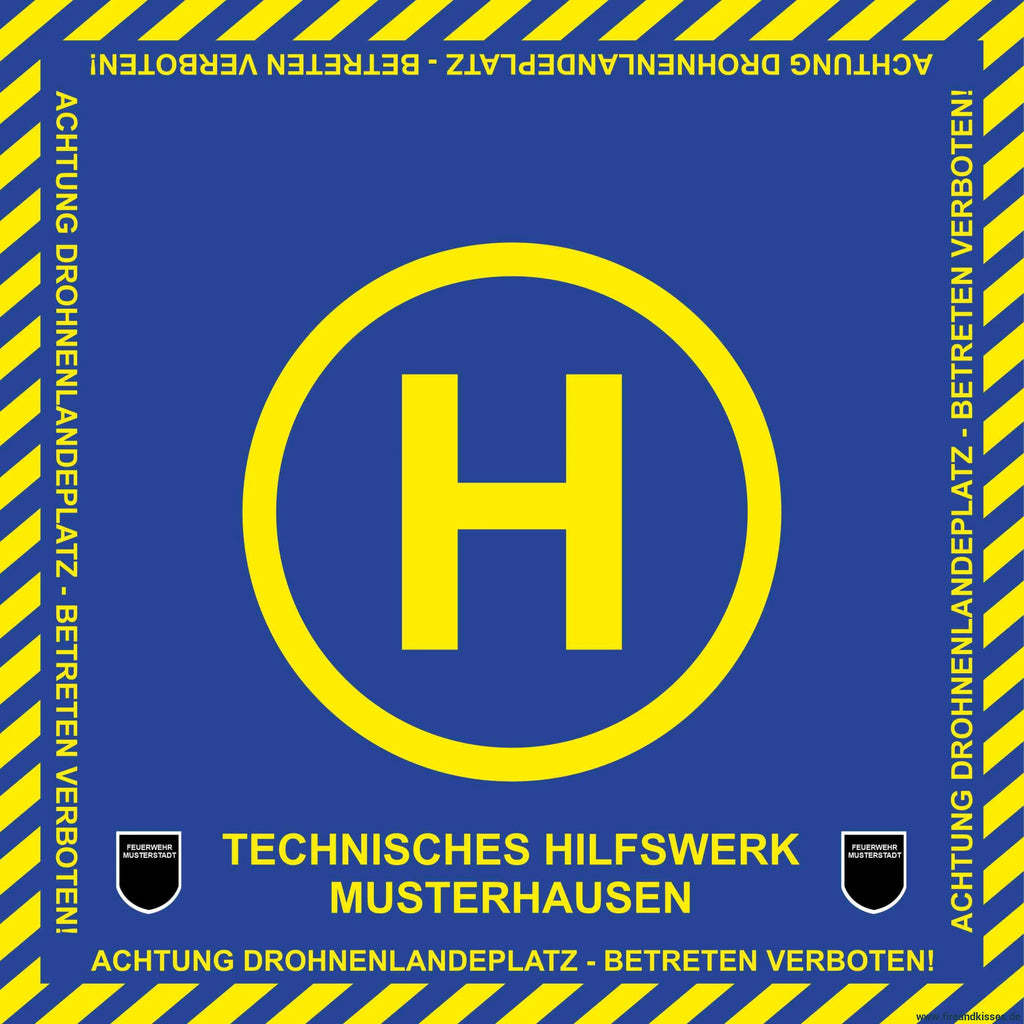 Fireandkisses bos thw drohnen landeplatz individual mit wunschtext und wappen - bereitstellungsplane bos thw drohnen