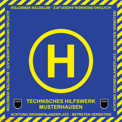 Fireandkisses bos thw drohnen landeplatz individual mit wunschtext und wappen - bereitstellungsplane bos thw drohnen