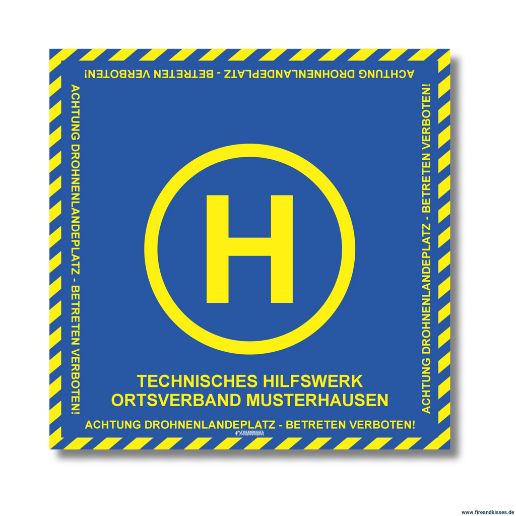 Fireandkisses bos thw drohnen landeplatz individual mit wunschtext - bereitstellungsplane bos thw drohnen landeplatz