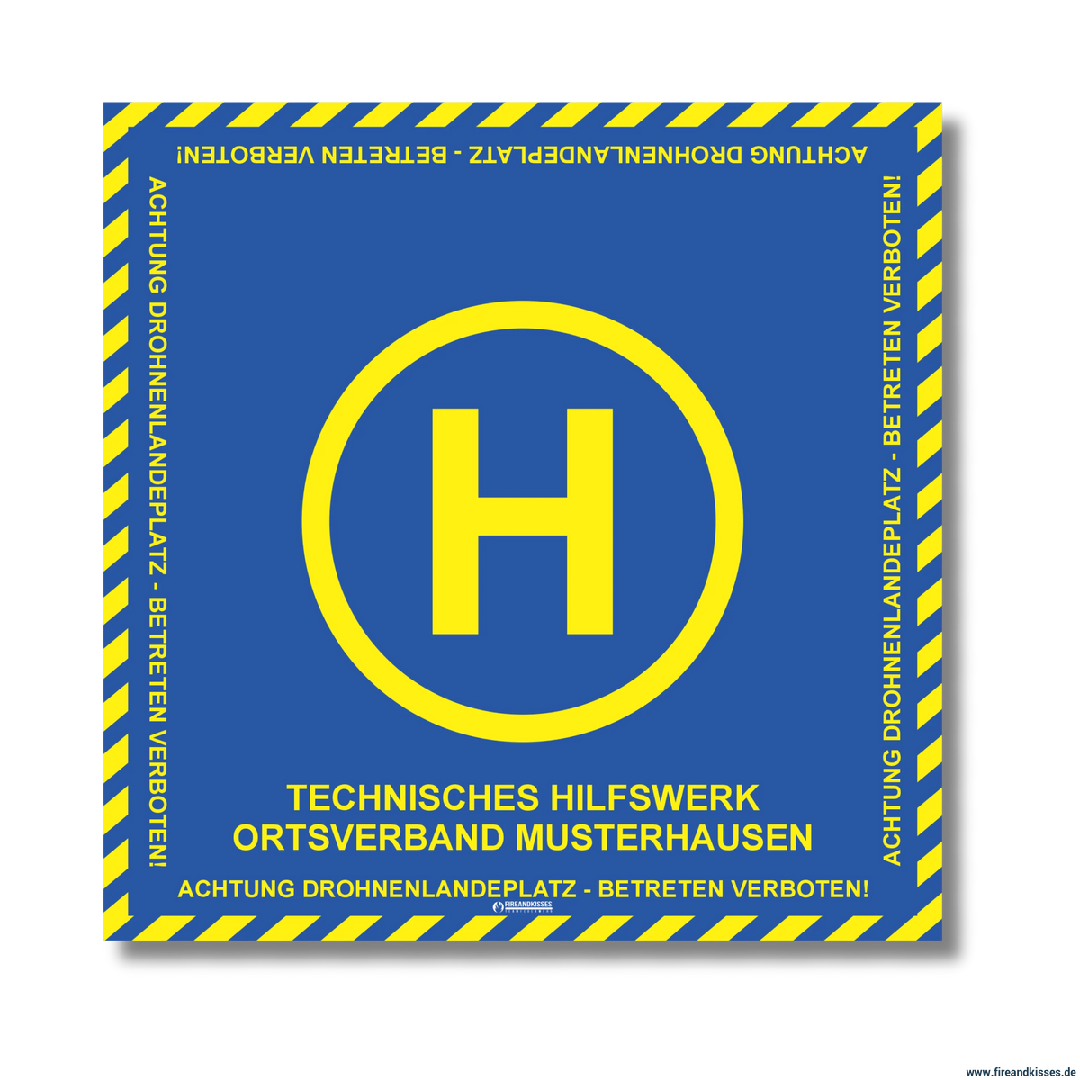 Fireandkisses bos thw drohnen landeplatz individual mit wunschtext - bereitstellungsplane bos thw drohnen landeplatz