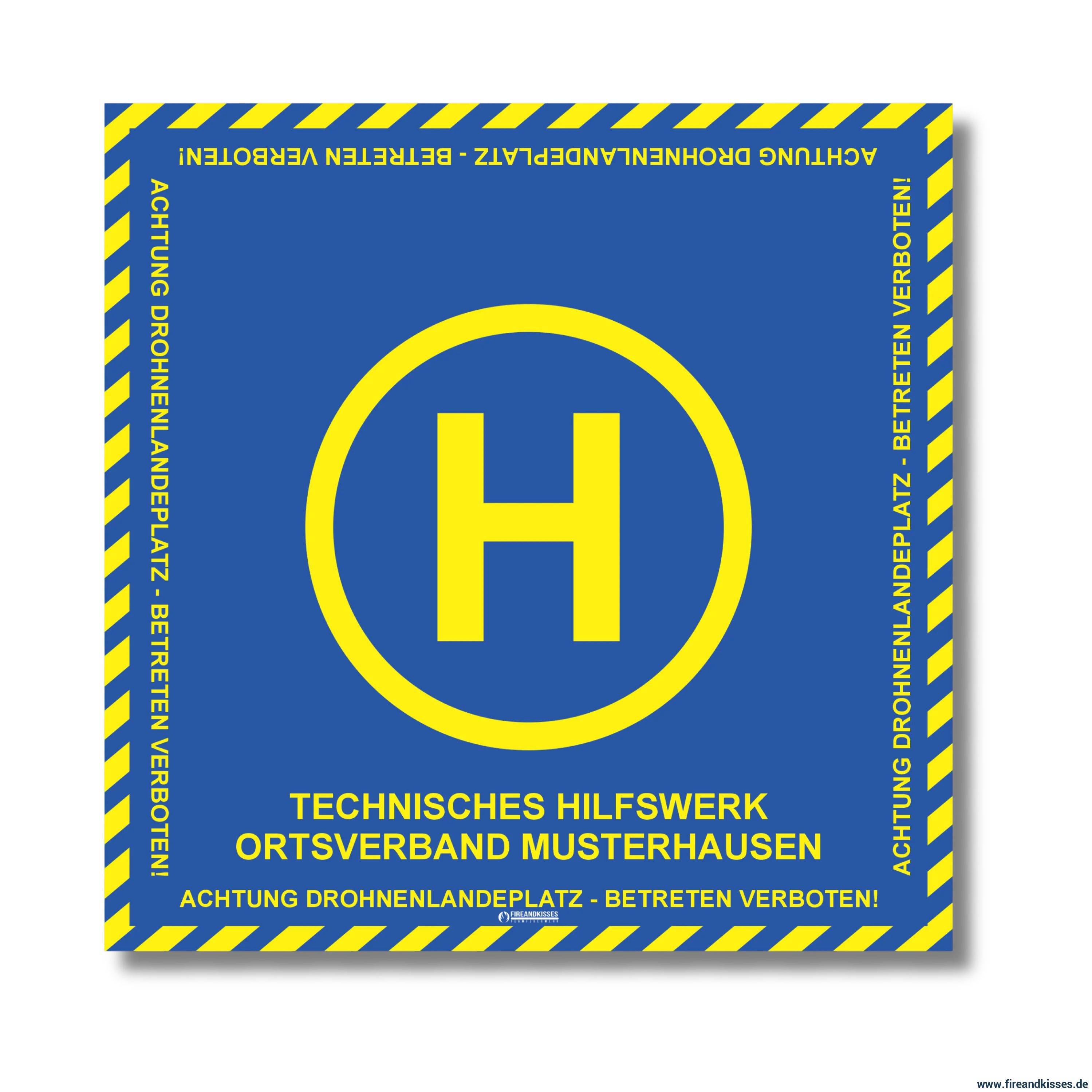 Fireandkisses bos thw drohnen landeplatz individual mit wunschtext - bereitstellungsplane bos thw drohnen landeplatz