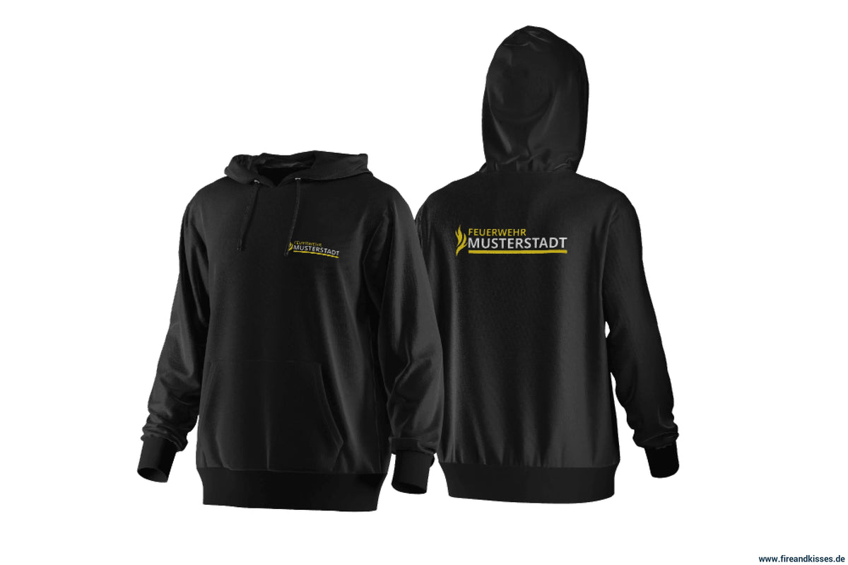 Fireandkisses - feuerwehr-hoodie model kemmern in schwarz – komfort & funktion für einsatz und freizeit - hoodie